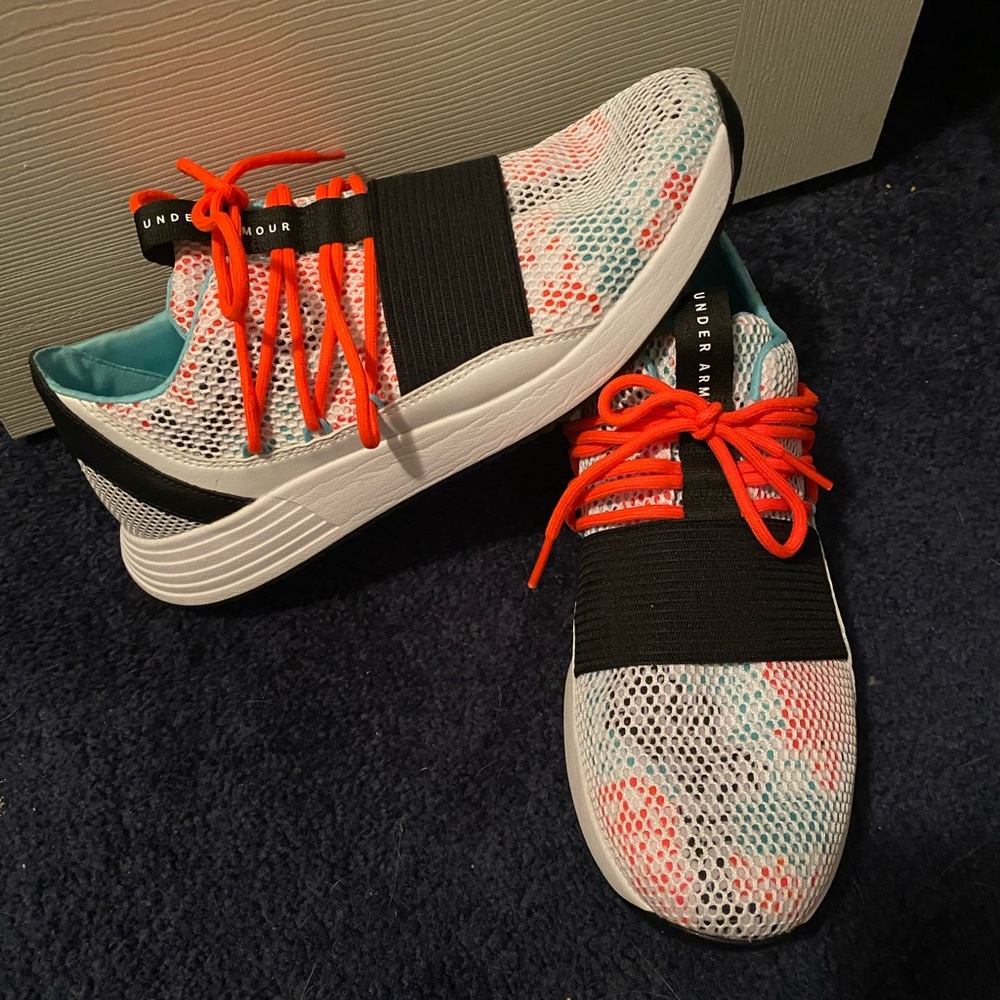 Under Armor mesh shoes.